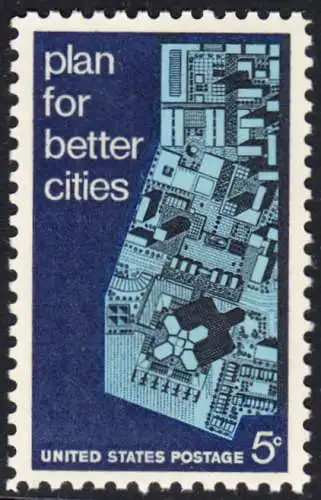 USA Michel 0932 / Scott 1333 postfrisch EINZELMARKE (Gumm.beeintr./a1#2) - Internationale Konferenz für Städteplanung bis zum Jahre 2017 in Washington, DC; Stadtmodell