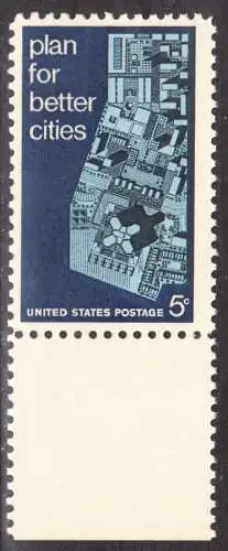 USA Michel 0932 / Scott 1333 postfrisch EINZELMARKE RAND unten  (a2) - Internationale Konferenz für Städteplanung bis zum Jahre 2017 in Washington, DC; Stadtmodell