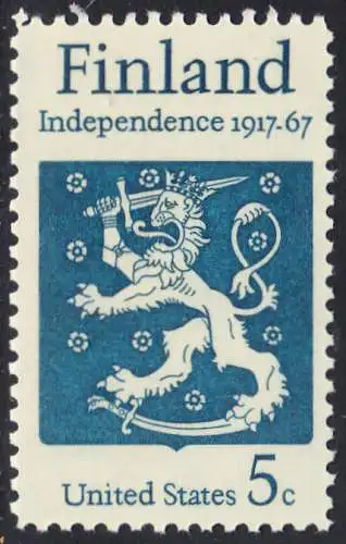 USA Michel 0933 / Scott 1334 postfrisch EINZELMARKE (a2) - 50 Jahre Unabhängigkeit Finnlands; Staatswappen von Finnland