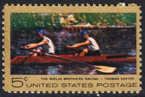 USA Michel 936 / Scott 1335 postfrisch EINZELMARKE (a2) - Das Bootsrennen der Brüder Biglin; Gemälde von Thomas Eakins 