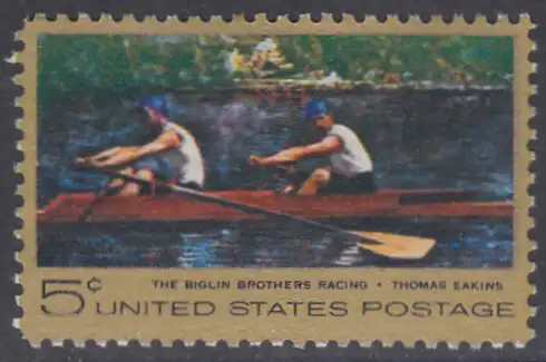 USA Michel 936 / Scott 1335 postfrisch EINZELMARKE (a4) - Das Bootsrennen der Brüder Biglin; Gemälde von Thomas Eakins 
