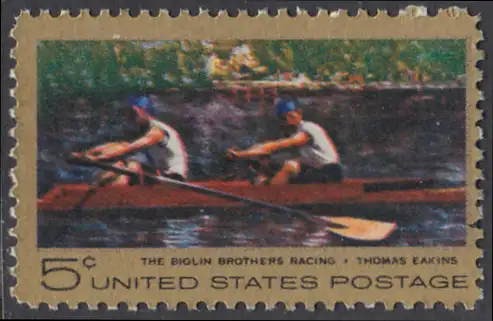 USA Michel 936 / Scott 1335 postfrisch EINZELMARKE (a5) - Das Bootsrennen der Brüder Biglin; Gemälde von Thomas Eakins 