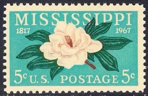 USA Michel 938 / Scott 1337 postfrisch EINZELMARKE (a3) - 150 Jahre Staat Mississippi; Magnolie, Staatsblume von Mississippi  