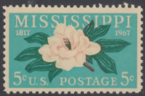 USA Michel 938 / Scott 1337 postfrisch EINZELMARKE (a4) - 150 Jahre Staat Mississippi; Magnolie, Staatsblume von Mississippi  