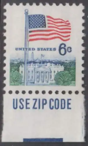 USA Michel 0941D / Scott 1338D postfrisch EINZELMARKE m/ ZIP (a1) - Flagge und Weißes Haus