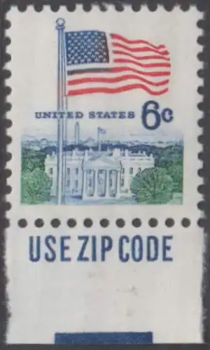 USA Michel 0941D / Scott 1338D postfrisch EINZELMARKE m/ ZIP (a2) - Flagge und Weißes Haus