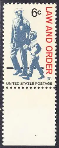 USA Michel 0949 / Scott 1343 postfrisch EINZELMARKE RAND unten (a2) - Gesetz und Ordnung: Polizist und Schüler