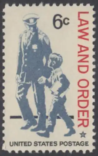 USA Michel 0949 / Scott 1343 postfrisch EINZELMARKE (a1) - Gesetz und Ordnung: Polizist und Schüler