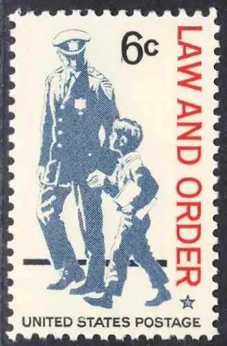 USA Michel 0949 / Scott 1343 postfrisch EINZELMARKE (a2) - Gesetz und Ordnung: Polizist und Schüler