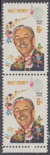 USA Michel 0963 / Scott 1355 postfrisch vert.PAAR RAND unten (Gumm.beeintr.) - Walt Disney 