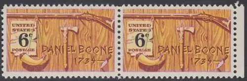 USA Michel 0965 / Scott 1357 postfrisch horiz.PAAR RAND rechts  (Gumm.beeintr.)- Amerikanische Folklore: Daniel Boone; nordamerikanischer Grenzer und Pionier