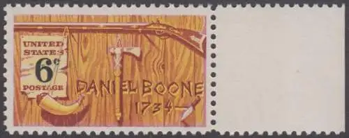 USA Michel 0965 / Scott 1357 postfrisch EINZELMARKE RAND rechts - Amerikanische Folklore: Daniel Boone; nordamerikanischer Grenzer und Pionier
