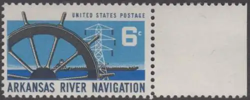 USA Michel 0966 / Scott 1358 postfrisch EINZELMARKE RAND rechts - Schiffbarmachung des Arkansas River bis Little Rock, AR