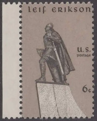 USA Michel 0967 / Scott 1359 postfrisch EINZELMARKE RAND links - Leif Erikson, norwegischer Seefahrer, erster Entdecker Amerikas (1003)