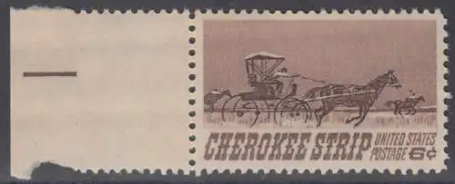 USA Michel 0968 / Scott 1360 postfrisch EINZELMARKE RAND links (a2) - 75. Jahrestag des „Cherokee Strip Land Run“; Rennen der „Homesteaders“ im ehemaligen Gebiet der Cherokesen-Indianer (16. 9. 1893)