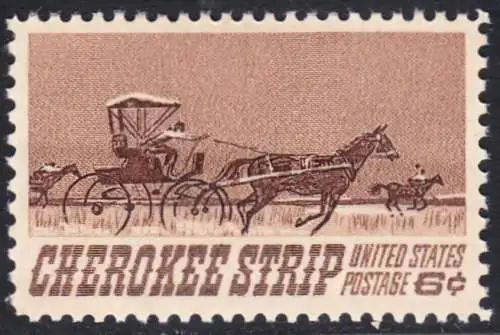 USA Michel 0968 / Scott 1360 postfrisch EINZELMARKE (a2) - 75. Jahrestag des „Cherokee Strip Land Run“; Rennen der „Homesteaders“ im ehemaligen Gebiet der Cherokesen-Indianer (16. 9. 1893)
