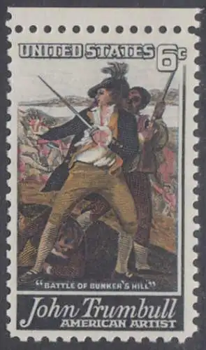USA Michel 0969 / Scott 1361 postfrisch EINZELMARKE RAND oben (Gumm.beeintr.) - John Trumbull, Maler; Die Schlacht von Bunker’s Hill, Detail „Tod von General Warren“