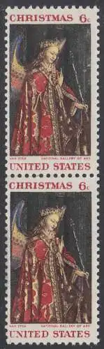 USA Michel 0972 / Scott 1363 postfrisch vert.PAAR (a2) - Weihnachten: Die Verkündigung, Detail „Erzengel Gabriel“ 