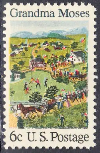 USA Michel 0980 / Scott 1370 postfrisch EINZELMARKE (a2) - Amerikanische Folklore: Grandma Moses; Anna Mary Moses, genannt Grandma Moses, Farmersfrau und Laienmalerin