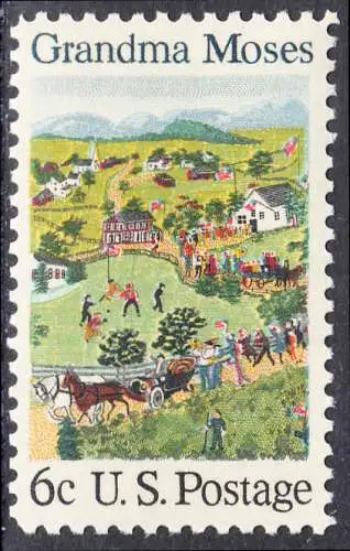 USA Michel 0980 / Scott 1370 postfrisch EINZELMARKE (a3) - Amerikanische Folklore: Grandma Moses; Anna Mary Moses, genannt Grandma Moses, Farmersfrau und Laienmalerin