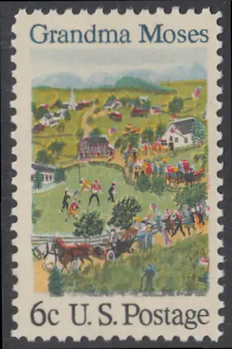 USA Michel 0980 / Scott 1370 postfrisch EINZELMARKE (a5) - Amerikanische Folklore: Grandma Moses; Anna Mary Moses, genannt Grandma Moses, Farmersfrau und Laienmalerin