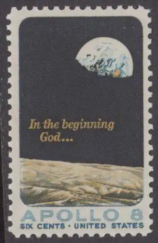 USA Michel 0981 / Scott 1371 postfrisch EINZELMARKE (a1) - Apollo 8; Erdhalbkugel über Mondlandschaft