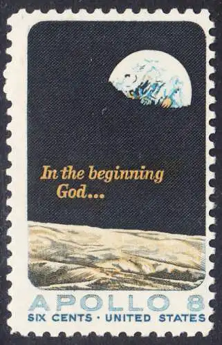 USA Michel 0981 / Scott 1371 postfrisch EINZELMARKE (a2) - Apollo 8; Erdhalbkugel über Mondlandschaft