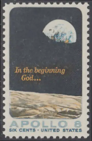 USA Michel 0981 / Scott 1371 postfrisch EINZELMARKE (Gumm.beeintr.) - Apollo 8; Erdhalbkugel über Mondlandschaft