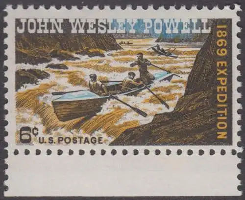 USA Michel 0984 / Scott 1374 postfrisch EINZELMARKE RAND unten - 100. Jahrestag der Colorado-River-Expedition von John Wesley Powell; Geologe