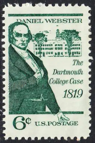 USA Michel 0991 / Scott 1380 postfrisch EINZELMARKE (a2) - 150. Jahrestag des erfolgreichen Abschlusses des Dartmouth-College-Prozesses durch Daniel Webster, Rechtsanwalt und Politiker