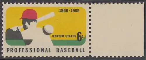 USA Michel 0992 / Scott 1381 postfrisch EINZELMARKE RAND rechts (Gumm.beeintr.)- 100 Jahre Profi-Baseball; Baseballspieler - Schlagmann