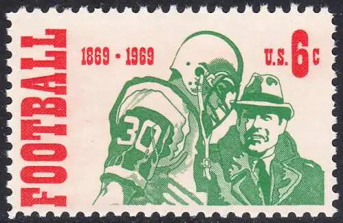 USA Michel 0993 / Scott 1382 postfrisch EINZELMARKE (a2) - 100 Jahre College-Football-Meisterschaften; Footballspieler mit Trainer