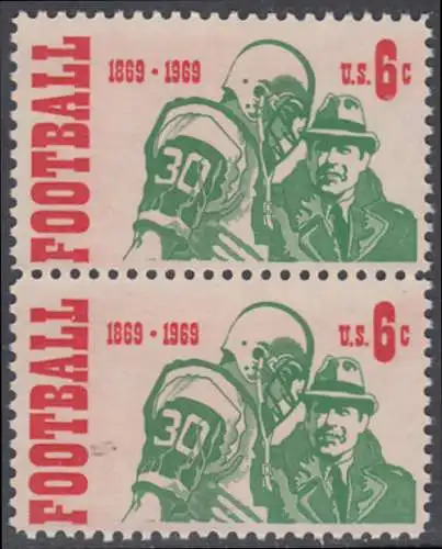 USA Michel 0993 / Scott 1382 postfrisch vert.PAAR (Gumm.beeintr.)  - 100 Jahre College-Football-Meisterschaften; Footballspieler mit Trainer