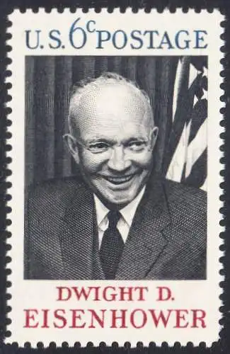 USA Michel 0994 / Scott 1383 postfrisch EINZELMARKE (Gumm.beeintr./a1) - Tod von Dwight David Eisenhower; 34. Präsident