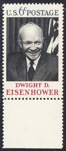 USA Michel 0994 / Scott 1383 postfrisch EINZELMARKE RAND unten - Tod von Dwight David Eisenhower; 34. Präsident