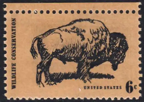 USA Michel 1004 / Scott 1392 postfrisch EINZELMARKE RAND oben (a1) - Naturschutz: Bison