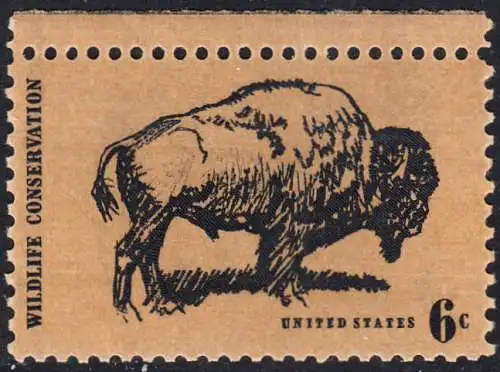 USA Michel 1004 / Scott 1392 postfrisch EINZELMARKE RAND oben (a2) - Naturschutz: Bison