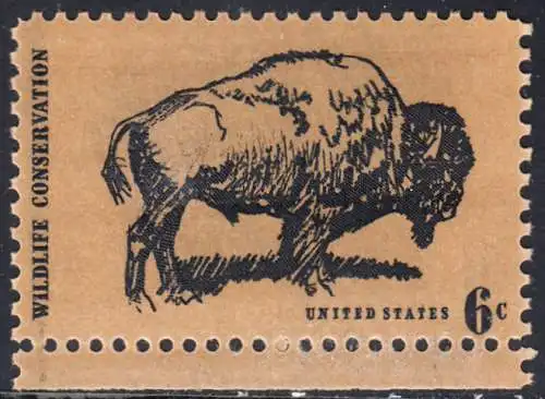 USA Michel 1004 / Scott 1392 postfrisch EINZELMARKE RAND unten - Naturschutz: Bison