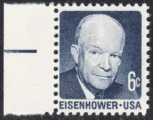 USA Michel 1005 / Scott 1393 postfrisch EINZELMARKE RAND links (a2) - Berühmte Amerikaner: Dwight David Eisenhower, 34. Präsident