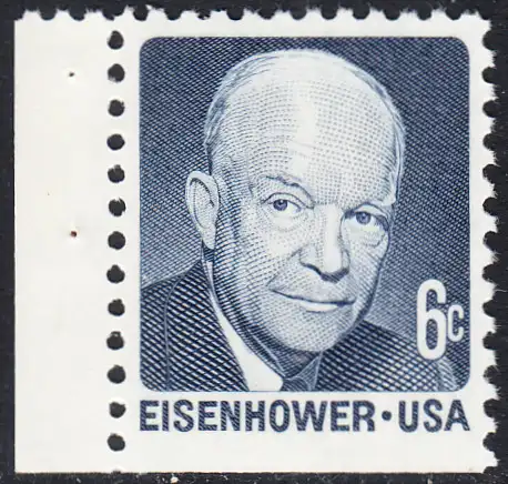 USA Michel 1005C / Scott 1393a postfrisch horiz.PAAR (links/unten ungezähnt) (aus MH) - Berühmte Amerikaner: Dwight David Eisenhower, 34. Präsident