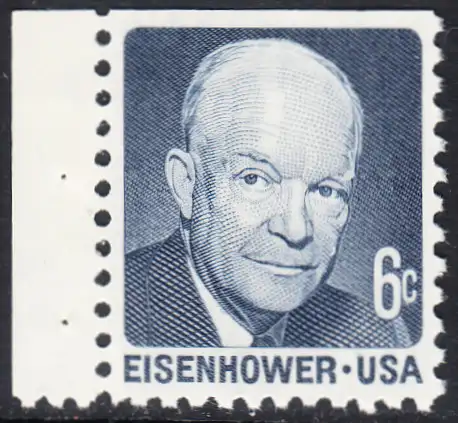 USA Michel 1005C / Scott 1393a postfrisch horiz.PAAR (links/oben ungezähnt) (aus MH) - Berühmte Amerikaner: Dwight David Eisenhower, 34. Präsident