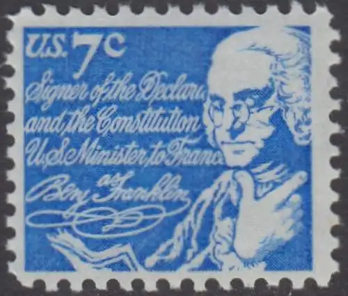 USA Michel 1086 / Scott 1393D postfrisch EINZELMARKE - Berühmte Amerikaner: Benjamin Franklin, Staatsmann und Schriftsteller 