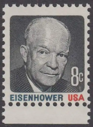 USA Michel 1031 / Scott 1394 postfrisch EINZELMARKE RAND unten (a1) - Berühmte Amerikaner: Dwight David Eisenhower (1890-1969), 34. Präsident