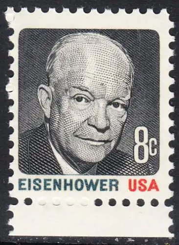 USA Michel 1031 / Scott 1394 postfrisch EINZELMARKE RAND unten (a2) - Berühmte Amerikaner: Dwight David Eisenhower (1890-1969), 34. Präsident