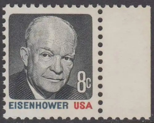USA Michel 1031 / Scott 1394 postfrisch EINZELMARKE RAND rechts - Berühmte Amerikaner: Dwight David Eisenhower (1890-1969), 34. Präsident