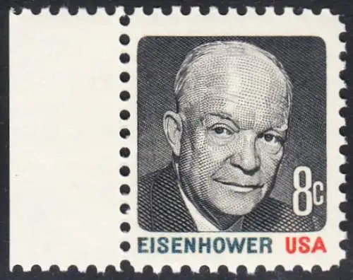USA Michel 1031 / Scott 1394 postfrisch EINZELMARKE RAND links - Berühmte Amerikaner: Dwight David Eisenhower (1890-1969), 34. Präsident