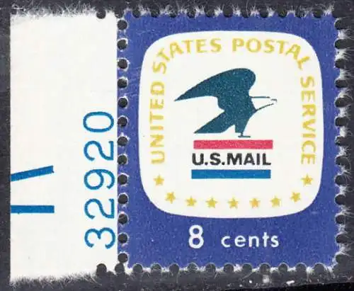 USA Michel 1042 / Scott 1396 postfrisch EINZELMARKE RAND links m/ Platten-# 32920- Postemblem