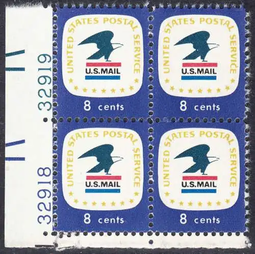 USA Michel 1042 / Scott 1396 postfrisch BLOCK ECKRAND unten links m/ Platten-# 32918 - Postemblem