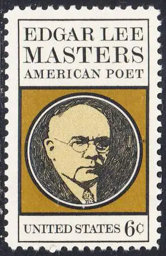 USA Michel 1007 / Scott 1405 postfrisch EINZELMARKE (a3) - Edgar Lee Masters, Dichter 