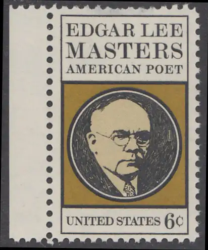 USA Michel 1007 / Scott 1405 postfrisch EINZELMARKE RAND links (Gumm.beeintr.) - Edgar Lee Masters, Dichter 